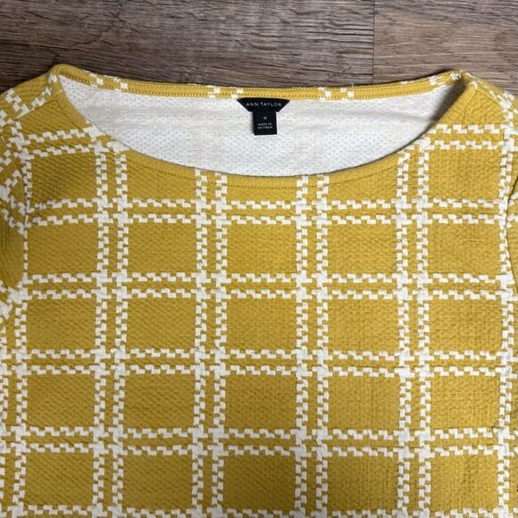 Ann Taylor Mustard Checkered Blouse - Picture 4 of 7